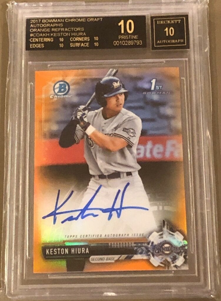 2017 Bowman Chrome Keston Hiura Orange Refractor Autograph