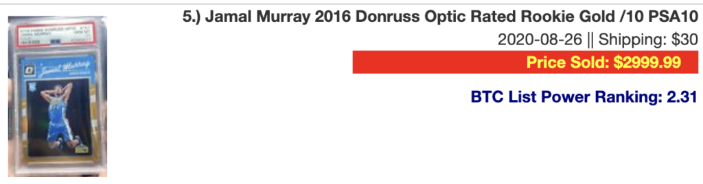 Jamal Murray 2016 Donruss Optic Rated Rookie Gold /10 PSA10