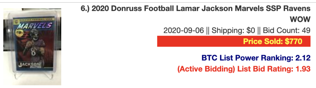  2020 Donruss Football Lamar Jackson Marvels SSP Ravens