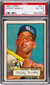 baseball trading cards most expensive Mickey Mantle Rookie 1952 Bowman #311