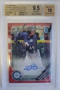 2019 Bowman Chrome Julio Rodriguez Prospect Autographs Red Shimmer Refractors Rookie Card