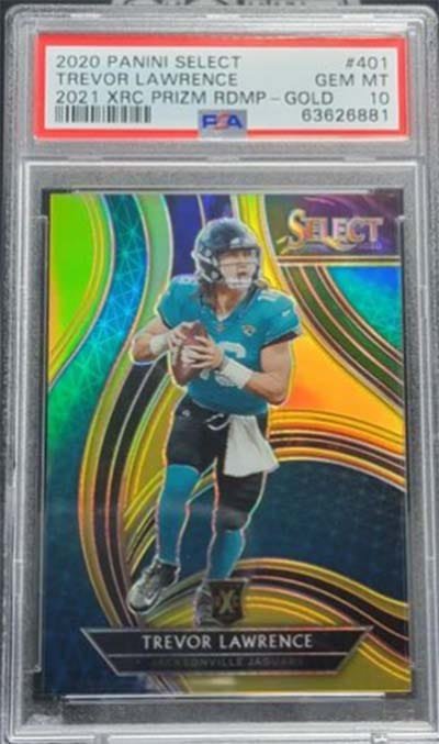 2020 Panini Select Gold Prizm XRC #401 Trevor Lawrence Rookie /10 PSA 10