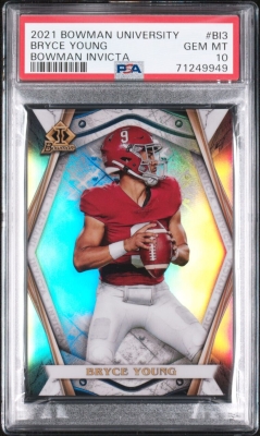 Bryce Young PSA 10 Bowman U Invicta. Bryce Young will be one of the leading 2023 football draft rookie cards to chase.