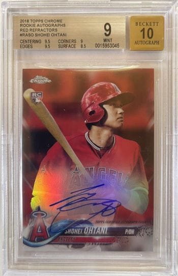 2018 Topps Chrome Shohei Ohtani Red Refractor Auto BGS 9/10 Auto #/ERROR Card